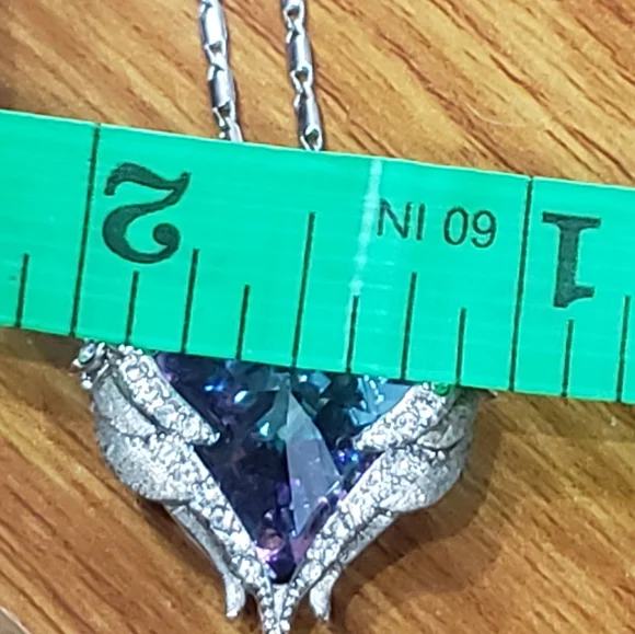 Angel Wings Love Silver White Zircon Sky Blue Crystal Pendant Necklace - Picture 10 of 13